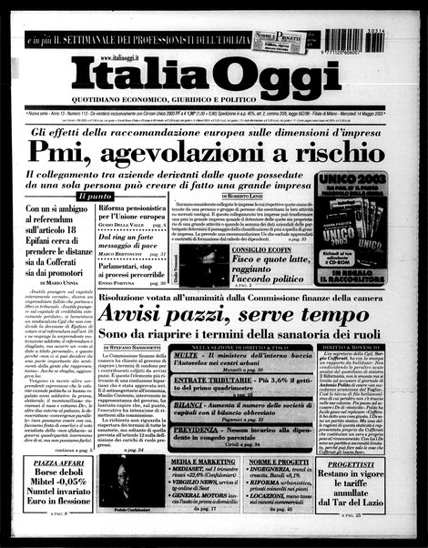 Italia oggi : quotidiano di economia finanza e politica